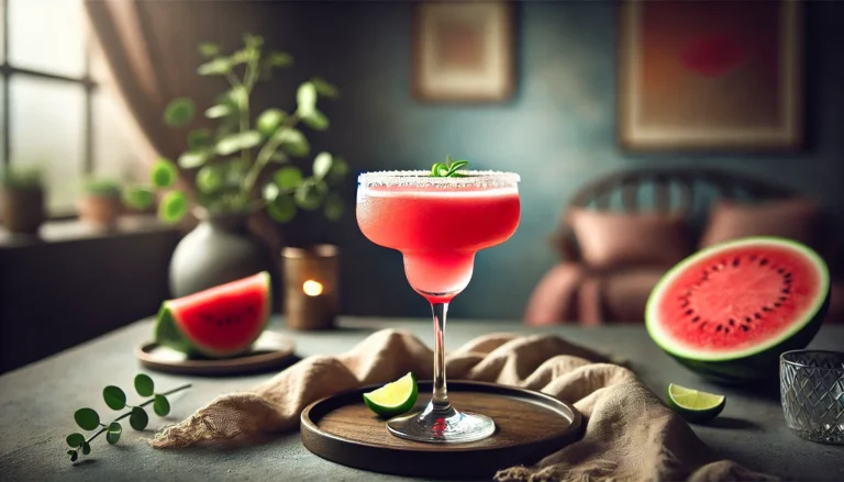 Watermelon Margarita in a cocktail glass.