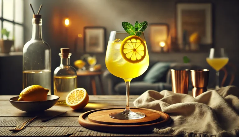 Limoncello Spritz cocktail med citron och mynta.