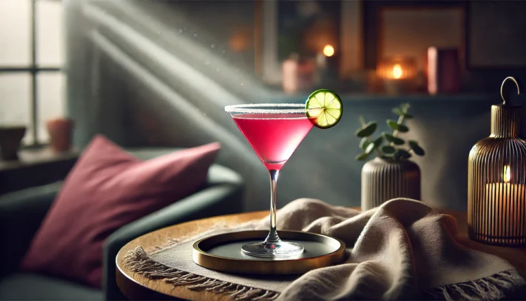 Cosmopolitan cocktail with a lime twist.