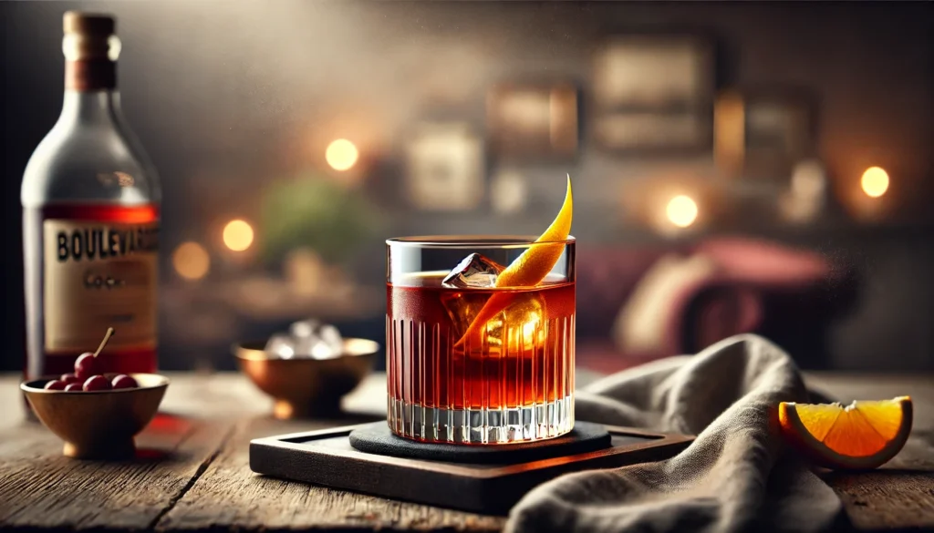 Boulevardier cocktail uten svarte elementer.