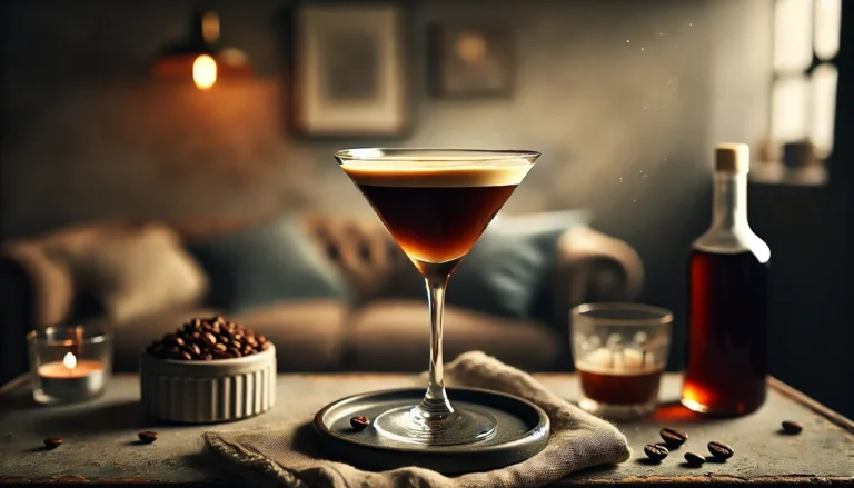 Espresso Martini cocktail uden pynt eller bønner.