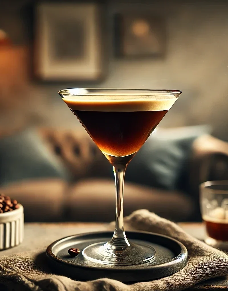 Espresso Martini cocktail uten pynt eller bønner.